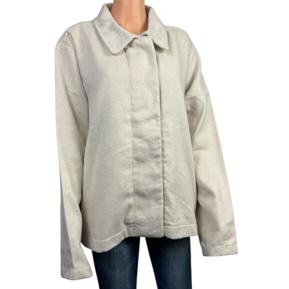 Banana Republic Womans  XXL Cream White Jacket Coat Snap Front Collar Pockets - Picture 2 of 10